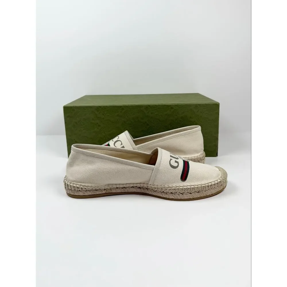 Size 42EU/9US - Gucci Canvas Logo Beige Espadrilles NEW